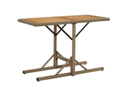 Mesa de jardín LOVELY HOME de madera de acacia maciza y mimbre en color beige (110 x 53 x 72 cm)