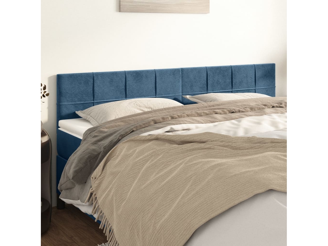 Cabeceros 2 Unidades De Terciopelo Azul Oscuro 100x5x78/88 Cm