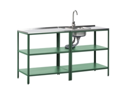 Cocina de jardín Beliani Vilama 90x80x50 de acero verde