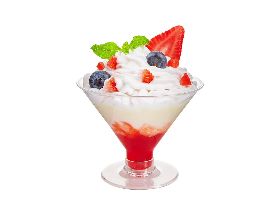RNEMITERY Copa de Postre Plástico Mini 50 Unidades - Copa Redonda Transparente Reutilizable para Postres, Degustación y Muestras