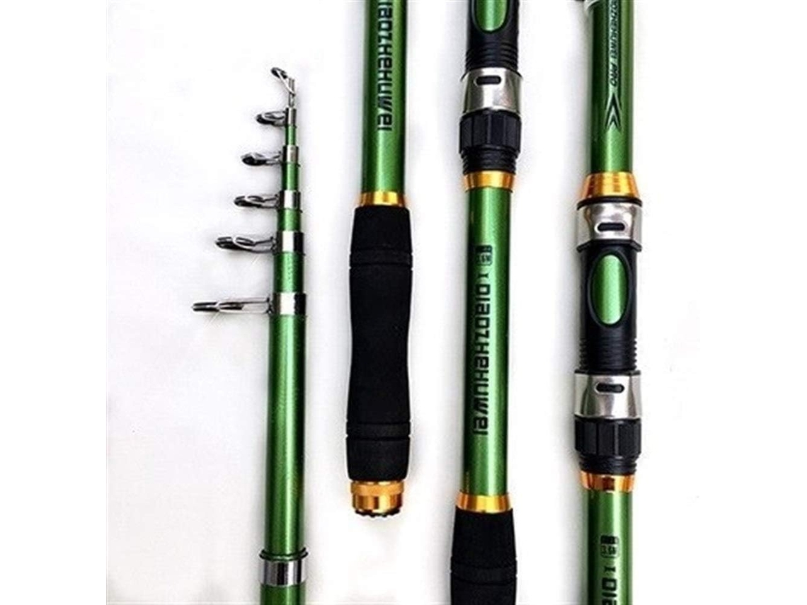Caña De Pescar Mar, 2,1 M A 3,6 M, Para Carpas, Telescópica Fibra Carbono (verde, 2,4 M),