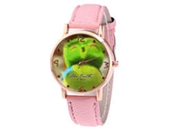 Reloj De Cuarzo Con Correa De Cuero Pu Unisex Dial De Frutas Zhoulianfa (rosa)