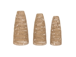Set 3 Pantalla Fibras Naturales Metal 36x36x72cm