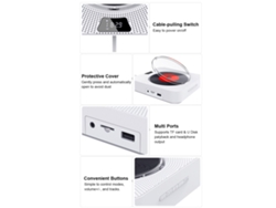 Reprodutor De Cd Com Alto-falante Bluetooth Controle Remoto Rádio Fm Cartão Tf Pen Drive Para Parede E Mesa
