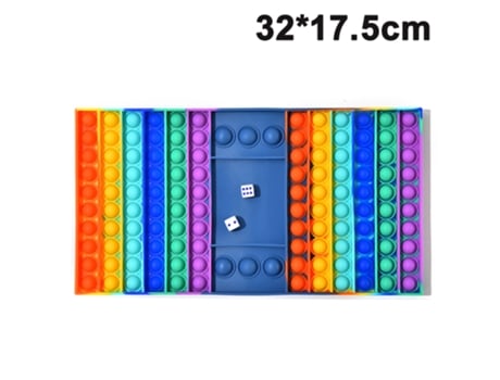 Juguete de juego de mesa, tablero de juego de ajedrez Jumbo Rainbow con dados, juguete de juego de burbujas de empuje gigante de silicona para aliv...