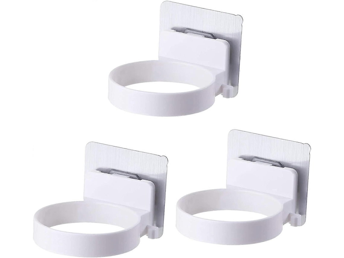 Soporte de pared para secador de pelo, soporte para el cabello, estante autoadhesivo con ventosa D GOKOCO (3 piezas)
