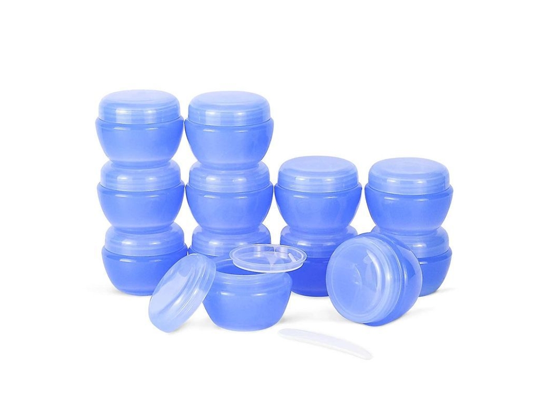 Frasco Pequeño De Plástico Con Tapa Y Revestimiento De 30 Ml - Dispensador De Crema (12 Unidades, Azul) Para Viajes Y Muestras
