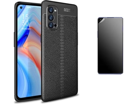 Kit Carcasa Y Protector Oppo Reno 4 Pro 5G Ultimatte Rugged Leather Negro