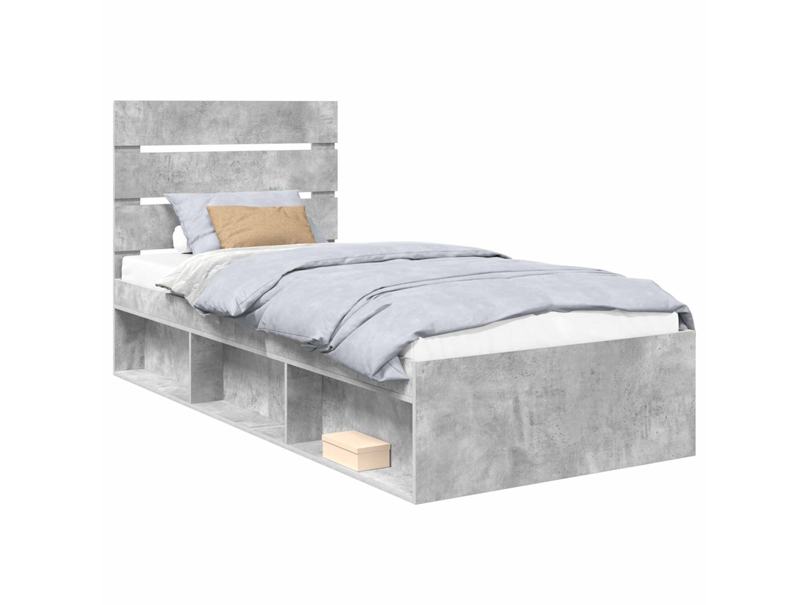Maison Exclusive - Estructura De Cama Concreto 90 X 200 Cm Madera De Pino Macizo