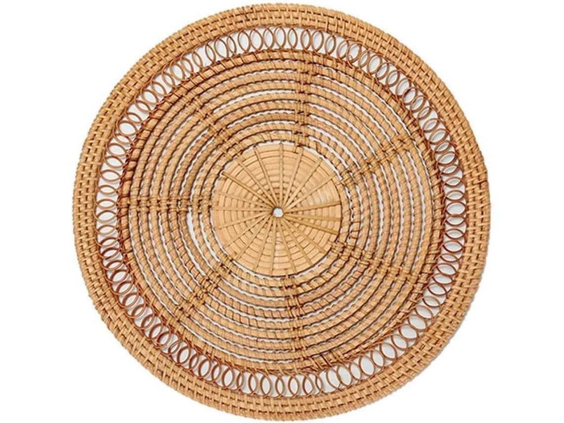 Decoración De Pared Bohemia De Ratán Natural Tejida A Mano Para El Hogar.