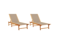 Maison Exclusive - Tumbonas 2 Unidades Madera Maciza De Acacia Y Textileno Taupe