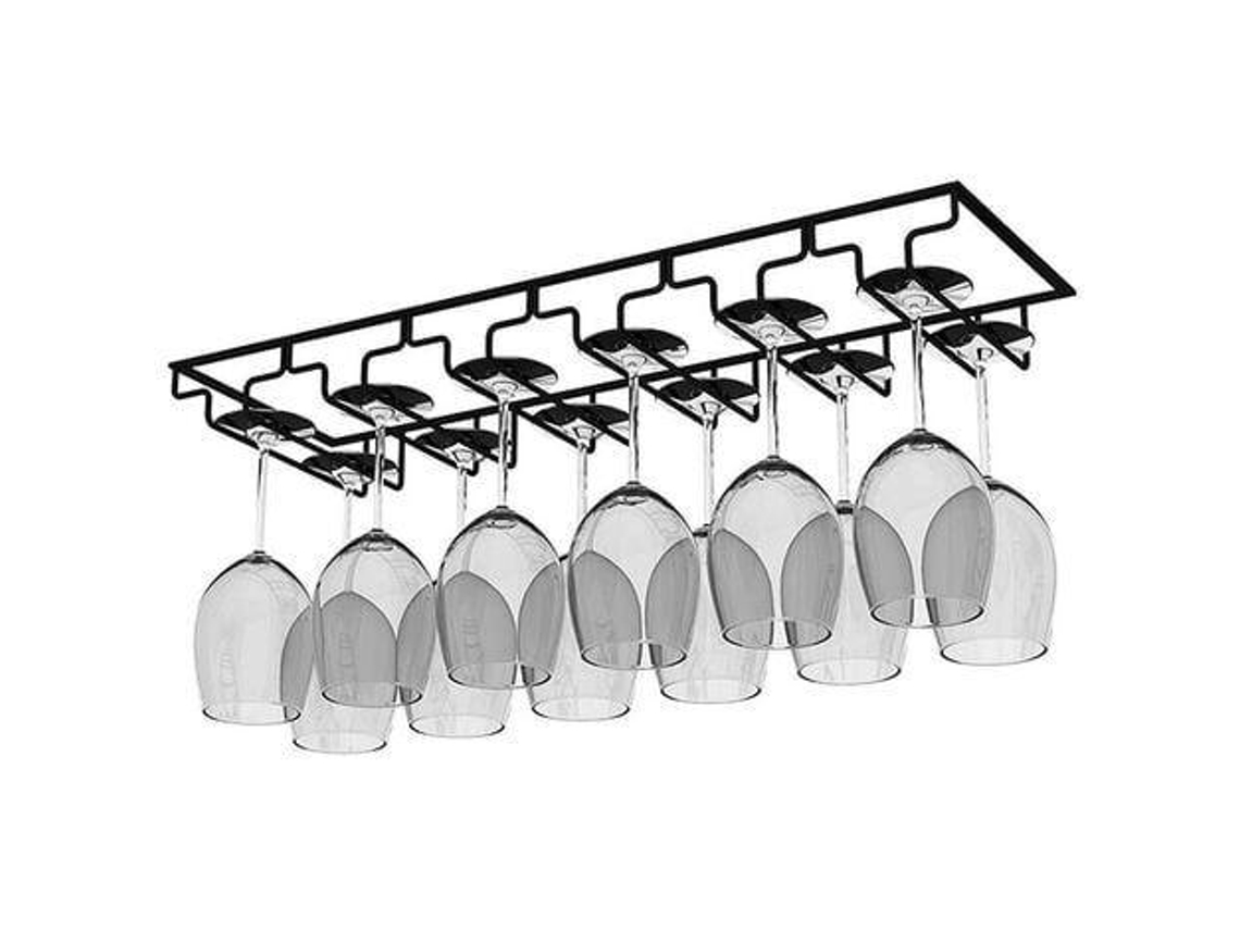 Portavasos de vino colgante, con 6 rieles, montado debajo del estante de la cocina o del bar TRUYUETY