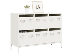Aparador | Mueble De Comedor | Buffet De Acero Laminado En Frío Blanco 101,5x39x73,5 Cm Wsd26629