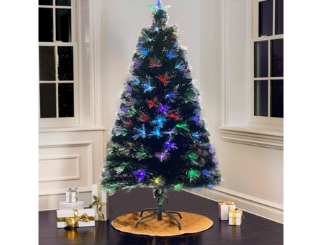 Árbol Navidad con Luces Fibra Óptica de Colores 150cm