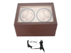 Estuche giratorio automático para 4 relojes automáticos con 6 compartimentos, marrón