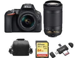Kit Cámara Réflex NIKON D5600 AF-P 18-55MM F3.5-5.6G VR AF-P 70-300MM F4.5-6.3 ED VR DX (20062) + 64GB SD + Bolsa+ Lector Tarjetas