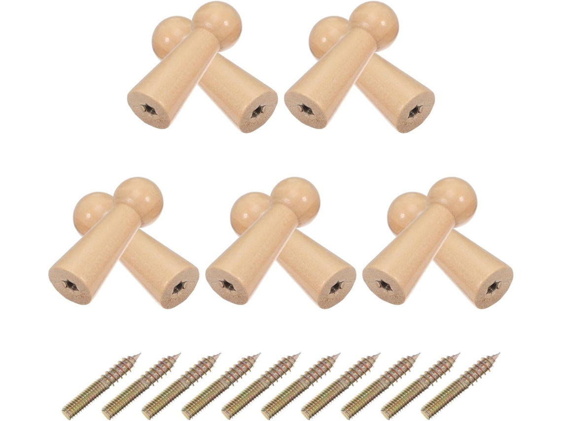 10 Ganchos Pared Madera Maciza Natural Toallas Unidades Instalación Rápida Duraderos Pasillo Ropa Baño