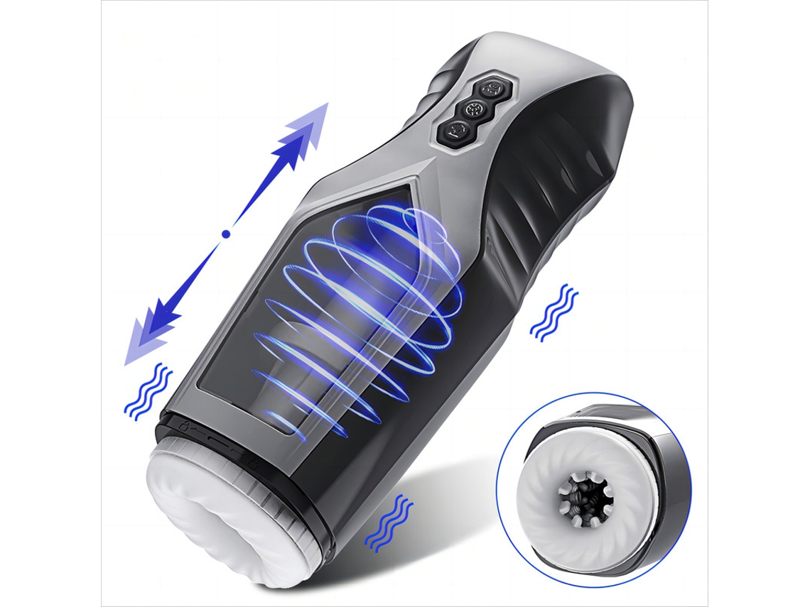 Copa masturbadora de silicona telescópica automática de 7 frecuencias para hombres (negro) YIZHOOD