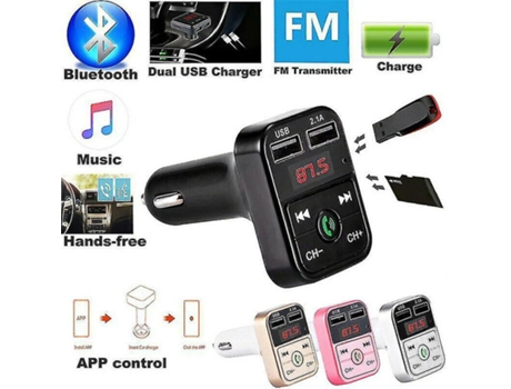 Coche Bluetooth inalámbrico Negro 2 cargador USB transmisor FM reproductor MP3