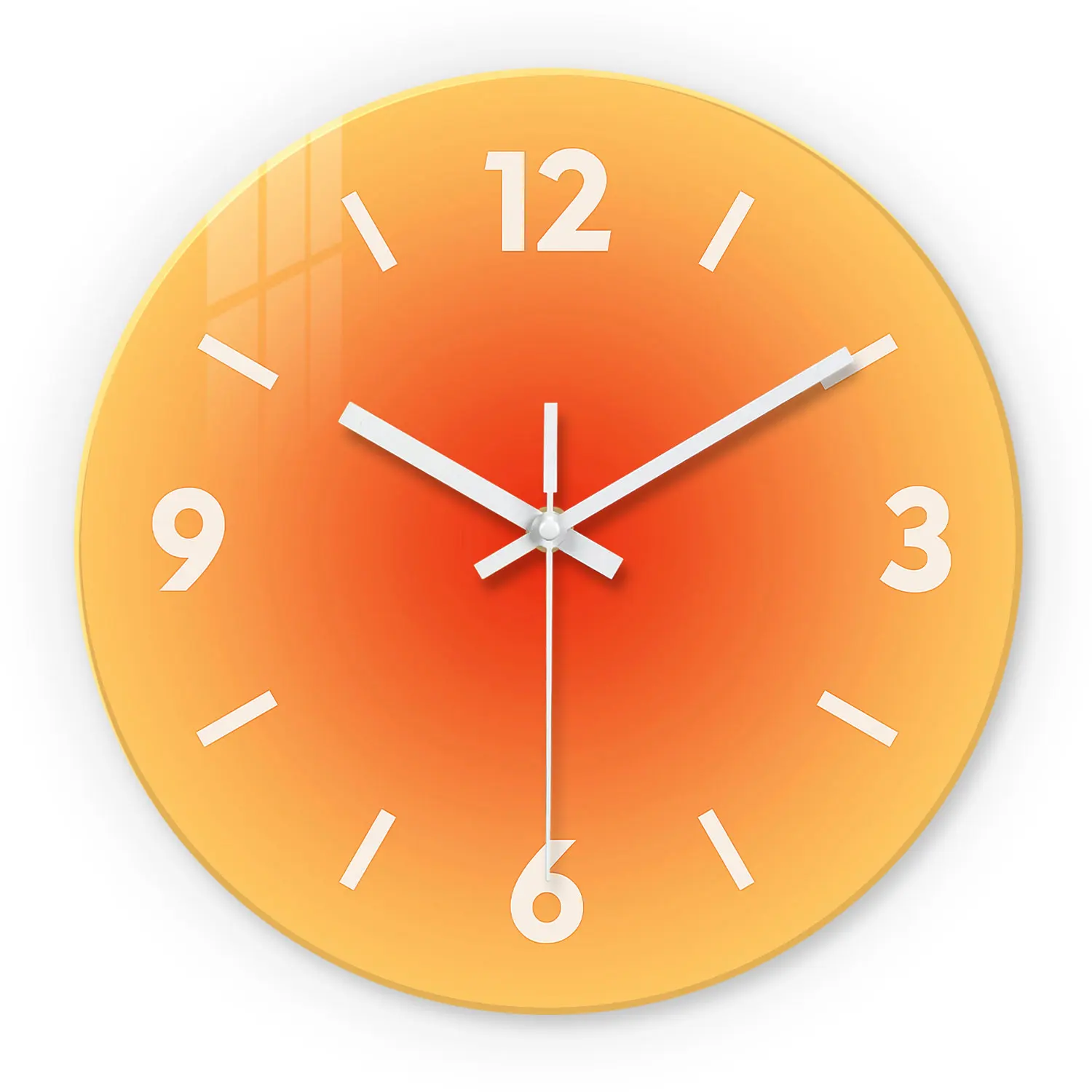 Reloj De Pared De Vidrio Templado De Color Sólido Con Degradado Creativo De 14 Pulgadas, Funcionamiento Silencioso Sin Tictac, Funciona Con Pilas.