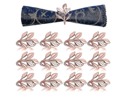 Juego De 12 Servilleteros Con Forma De Hoja Y Diamantes De Imitación, Para Cenas, Bodas Y Acción De Gracias.