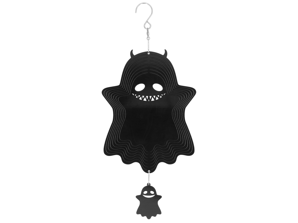 Campana de viento fantasma decorativa para jardín de Halloween, acero inoxidable, 35 x 15 cm