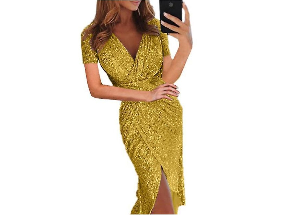 2026-vestido De Lentejuelas Para Mujer Estilo Europeo Y Americano V-neck Elegante Para Fiesta Y Club Nocturno