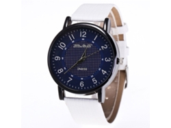 Reloj De Cuarzo De Pareja Casual Con Correa De Cuero Pu Dial Redondo Simple Blanco Zhoulianfa