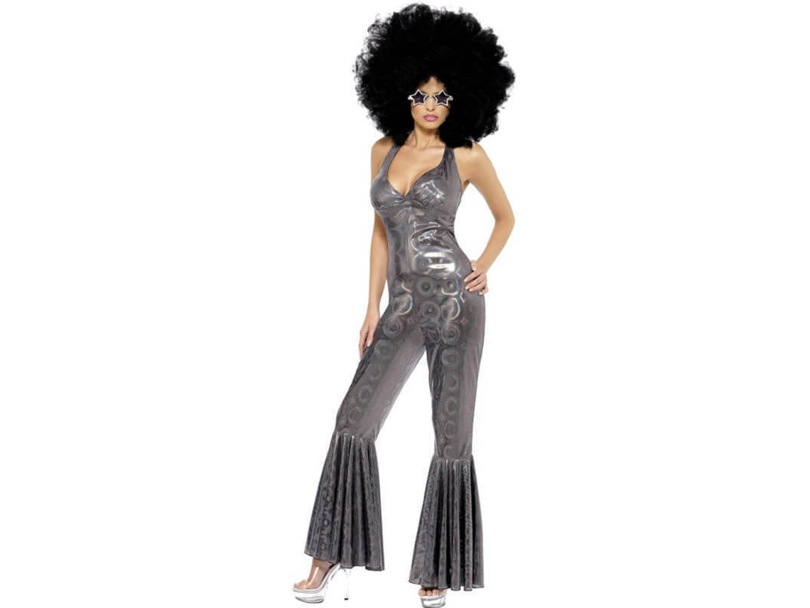 Disfraz de Mujer DISFRAZZES Disco De Diva De Los 70 Plateado (Talla: M - 40/42)