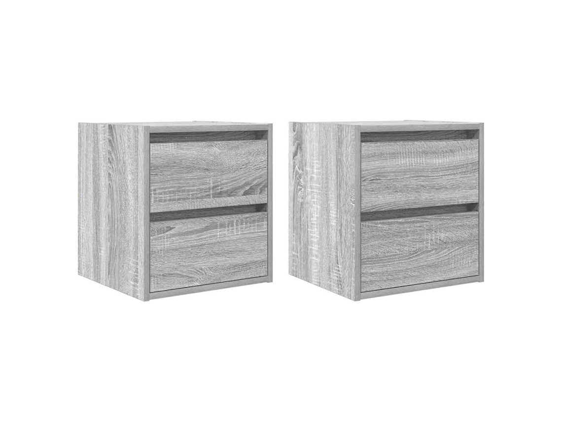 Maison Exclusive - Mesillas De Noche De Pared 2 Uds Gris Sonoma 38x34x40 Cm