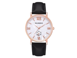 Reloj De Cuarzo Unisex Con Correa De Cuero Pu, Dial De Mármol, Moda (oro Rosa Grande)