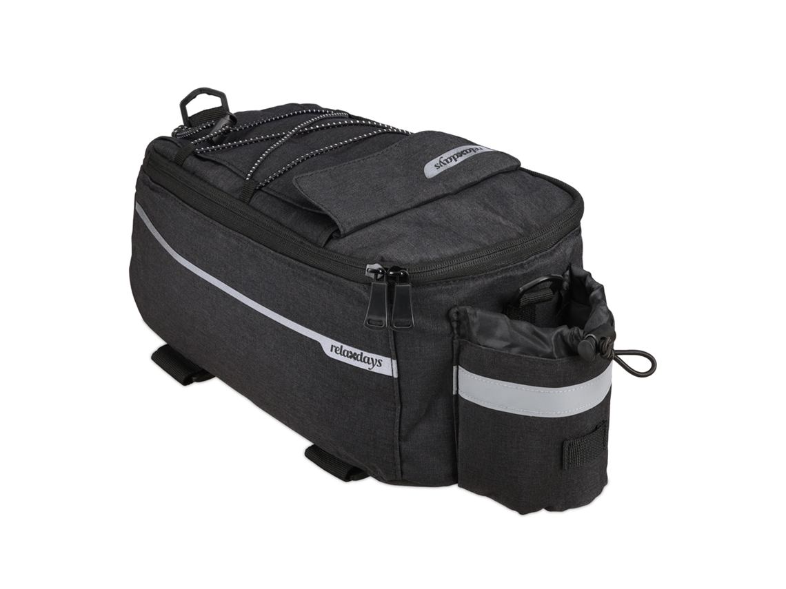 Relaxdays Bolsa Portaequipajes Bicicleta, Isotérmica, Alfiorja Bici Con Portabotellas, Mochila Impermeable, Negra