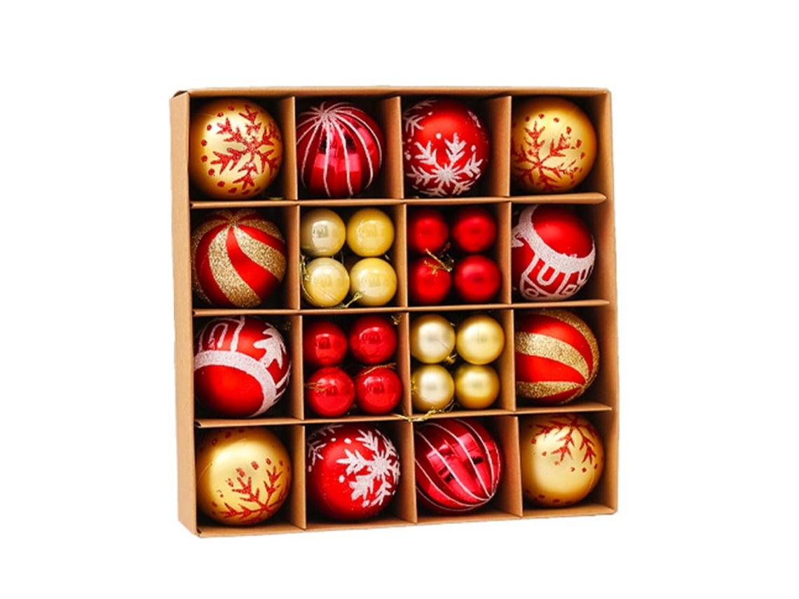 Las Bolas Decorativas Para El Árbol De Navidad Son Perfectas Para Crear Un Ambiente Navideño, Y Su Combinación De Rojo Y Dorado, Junto Con S