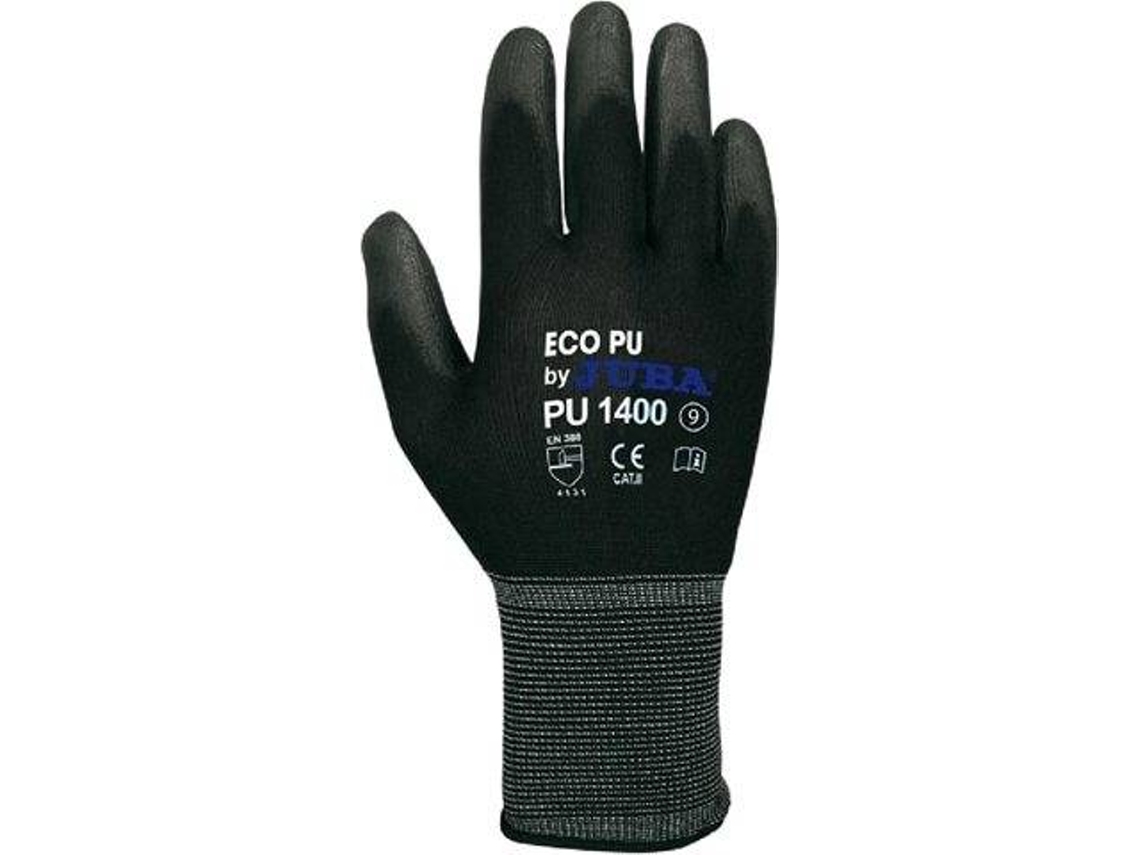 Guantes Nylon Revest. Poliuretano Negro Nº9 - Pu1400 Juba