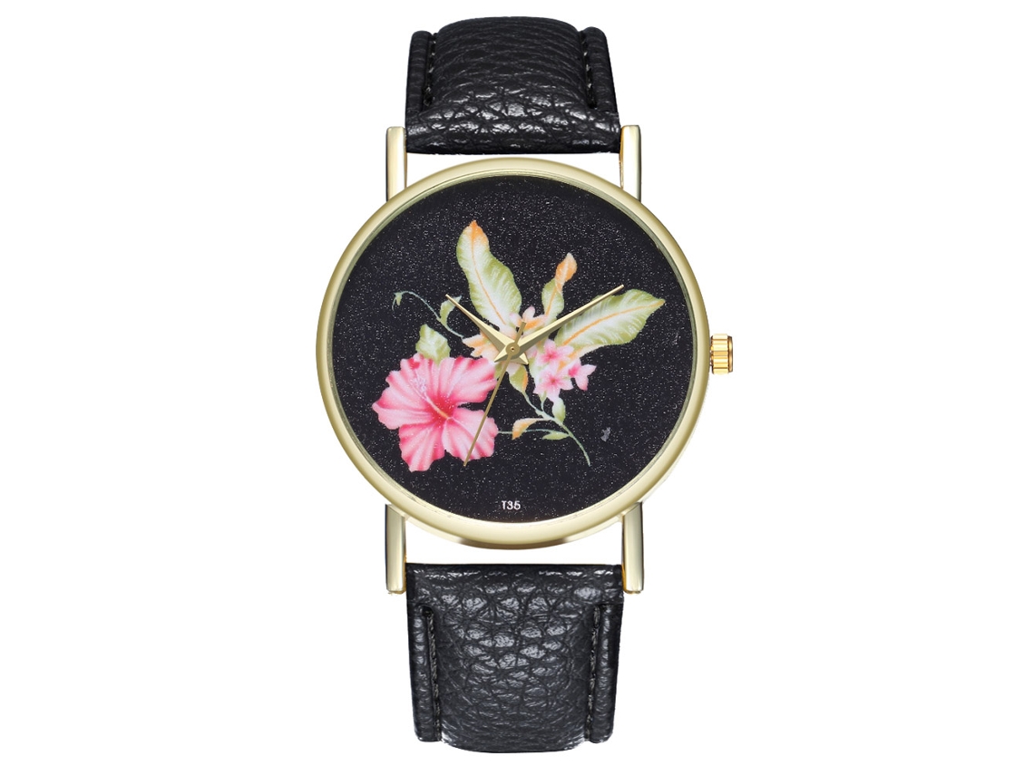 Reloj Analógico De Quartzo Para Hombre Y Mujer De Cuero Pu Moda Ocio Negro