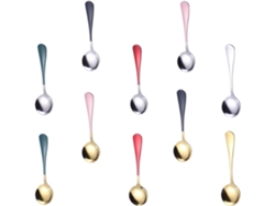 Conjunto De 10 Colheres Redondas De Aço Inoxidável Para Café E Sobremesa.