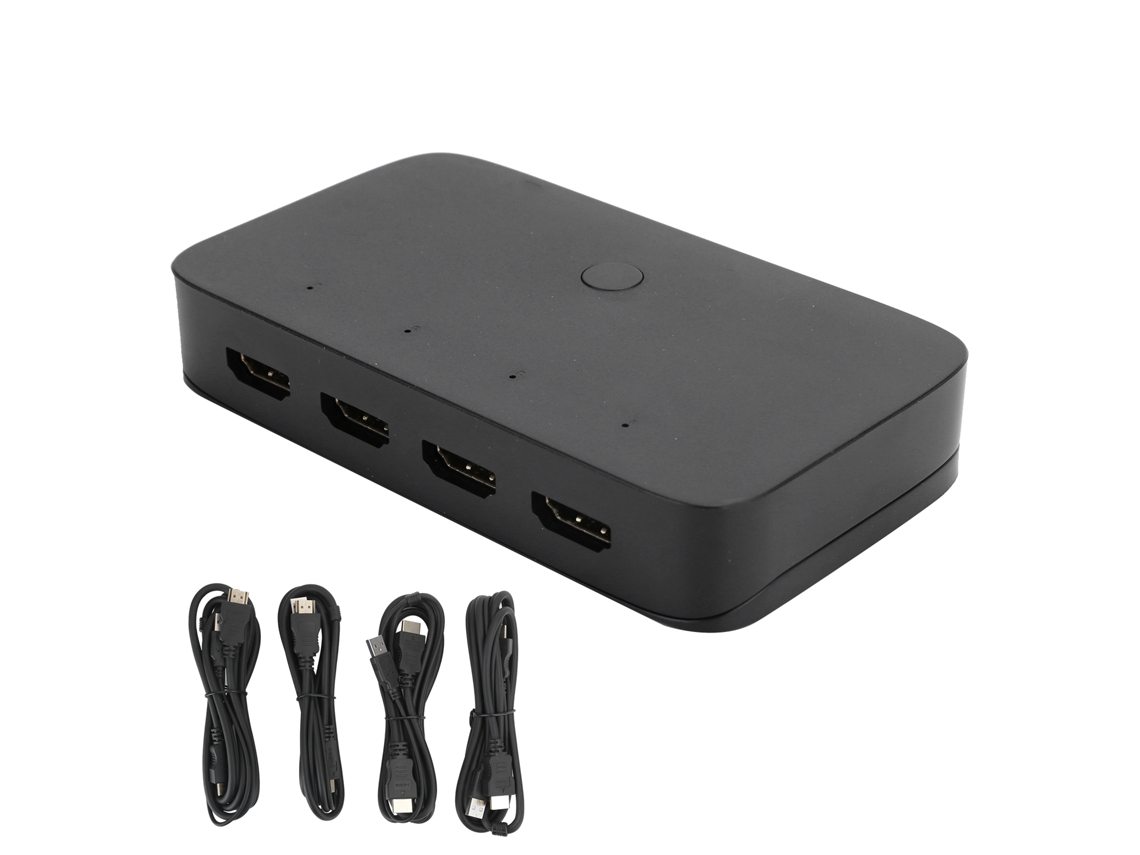 Conmutador KVM Aetheria con 4 puertos HDMI, 4K a 30 Hz, compartición USB, impresora, ratón y HDCP 1.4.