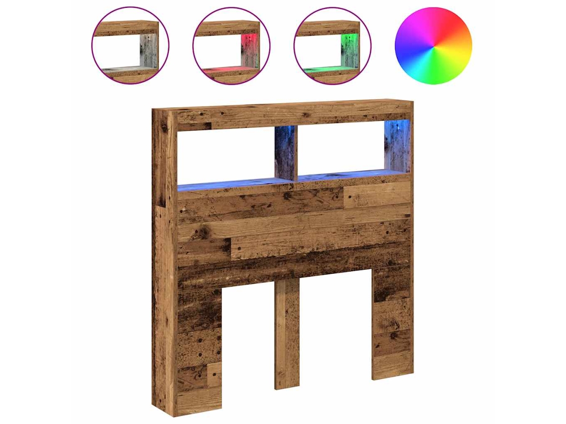 Maison Exclusive - Cabecero De Cama Con Led Madera Vieja 100x17x102 Cm