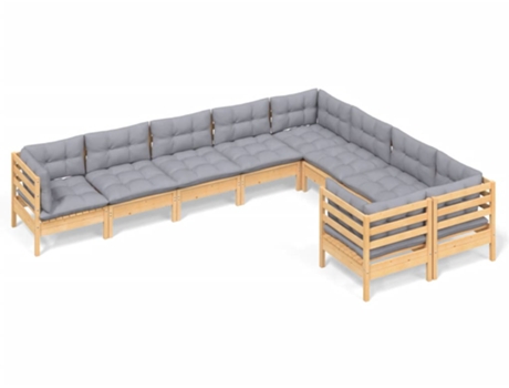 Conjunto 9 de muebles de jardín VIDAXL y cojines madera de pino