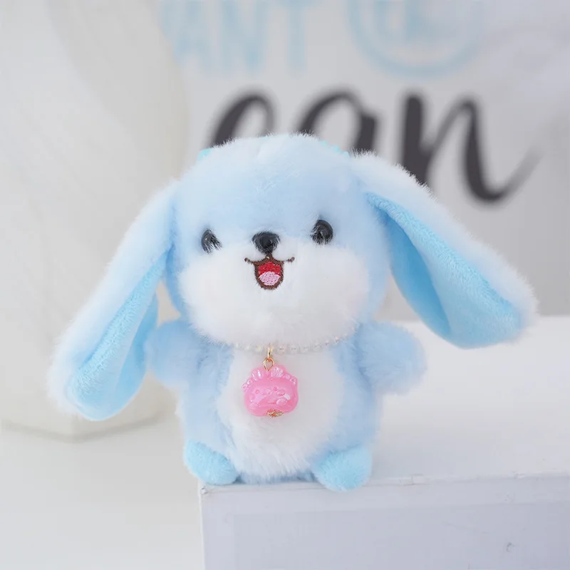 Llavero/Colgante de conejito adorable con orejas caídas, 13 cm MDUG (azul)