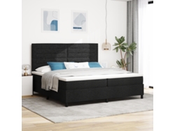 Cama Con Somier Y Colchón Con Led En Negro 200x200 Cm De Tela