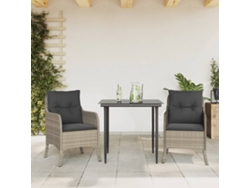 Juego de comedor de jardín de 3 piezas con cojines gris claro de Dkd Home Decor