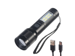 Linterna Led Recargable Por Usb Con Clip, Luz Potente Y De Alta Luminosidad, Con Zoom, 7 Modos De Luz Y Sos Para Emergencias, Hogar, Camping
