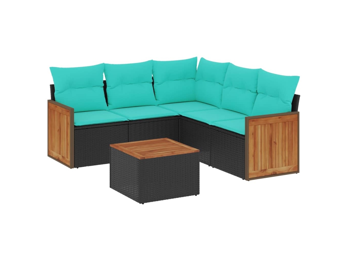 Maison Exclusive - Conjunto De Sofá De Jardín De 6 Piezas Con Cojines, De Poliratán Negro
