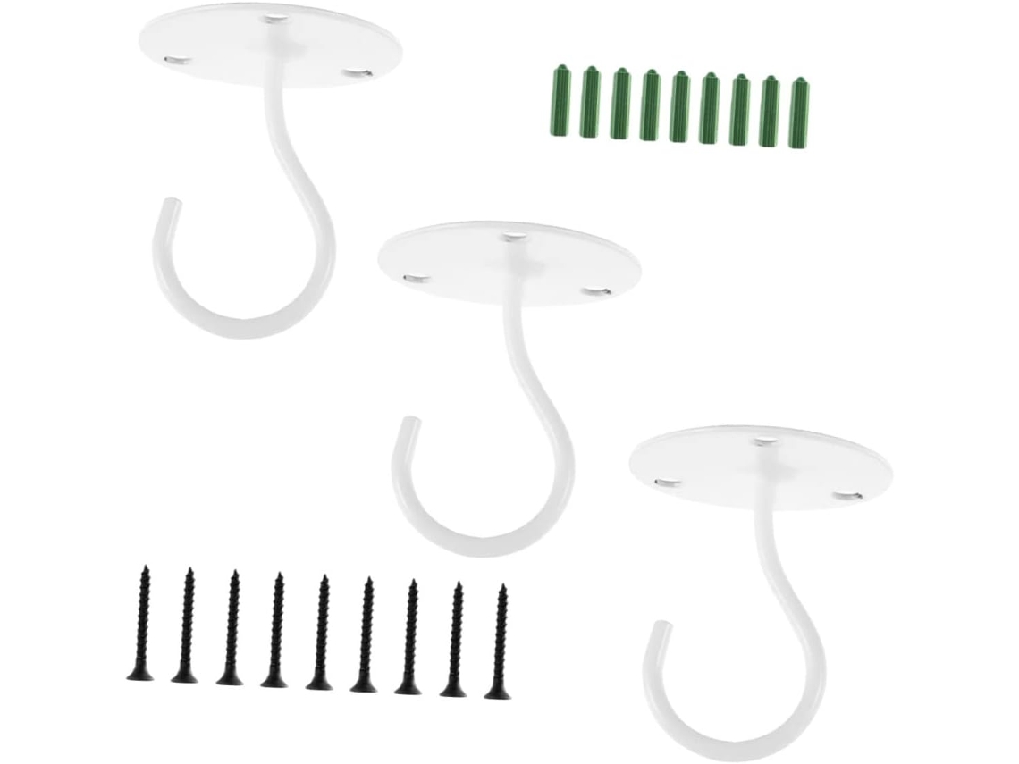 Inoomp Juego De 3 Ganchos Metálicos Para Colgar Plantas, De Hierro, Color Blanco. Ganchos De Pareds Y Duraderos Para