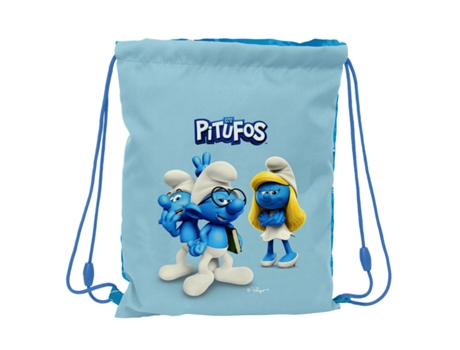 Bolsa Mochila con Cuerdas LOS PITUFOS Azul Azul cielo 26 x 34 x 1 cm