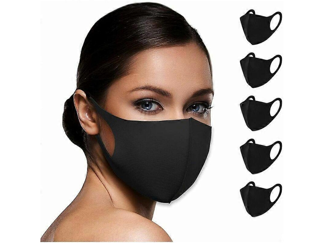 Mascarillas faciales unisex lavables de una sola capa, reutilizables, para adultos y niños, color negro, paquete de 10 unidades.
