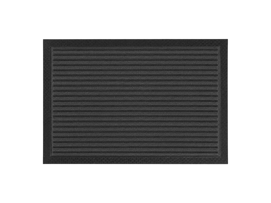 Felpudo Relaxdays De Polipropileno, A Rayas, Resistente A La Intemperie, Antideslizante, Interior Exterior, Negro