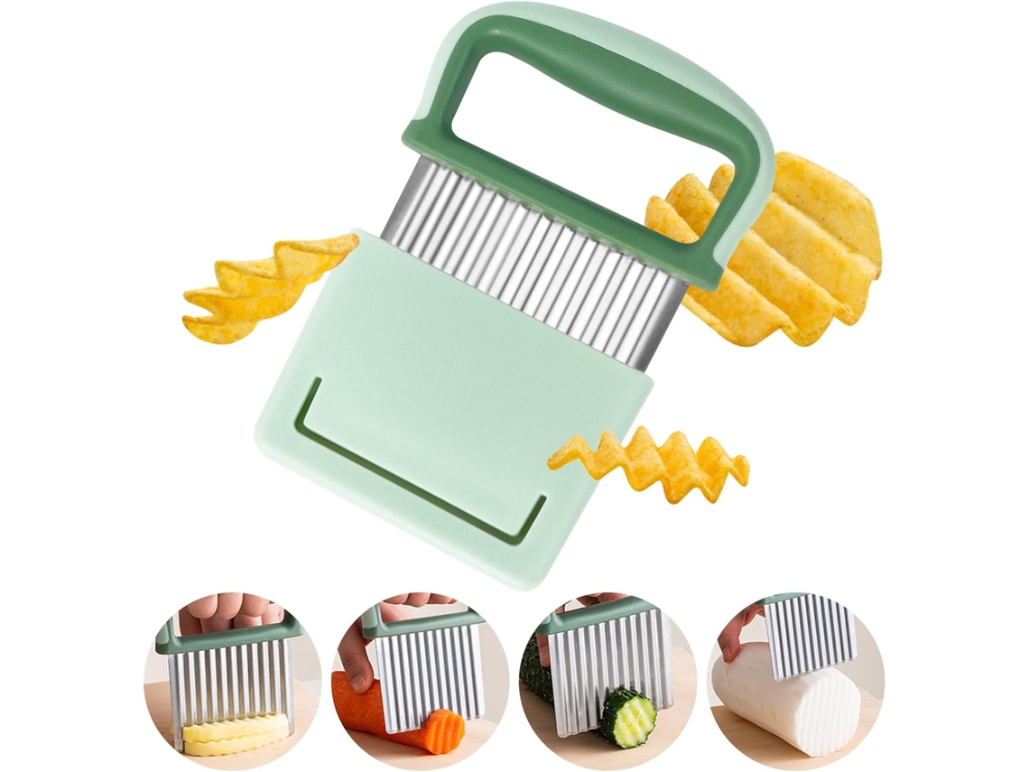 Cortador ondulado de acero inoxidable para papilla frita con cubo protector