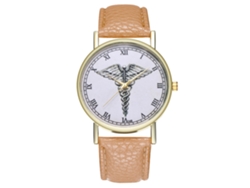 Reloj De Pulsera Unisex Para Parejas Con Correa De Piel Sintética Y Números Romanos Beige.